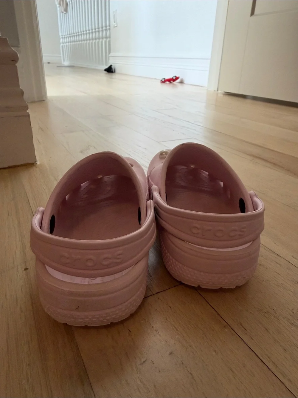 CROCS Kids Light Pink Slip-On Clogs with Flower and Pearl Charms